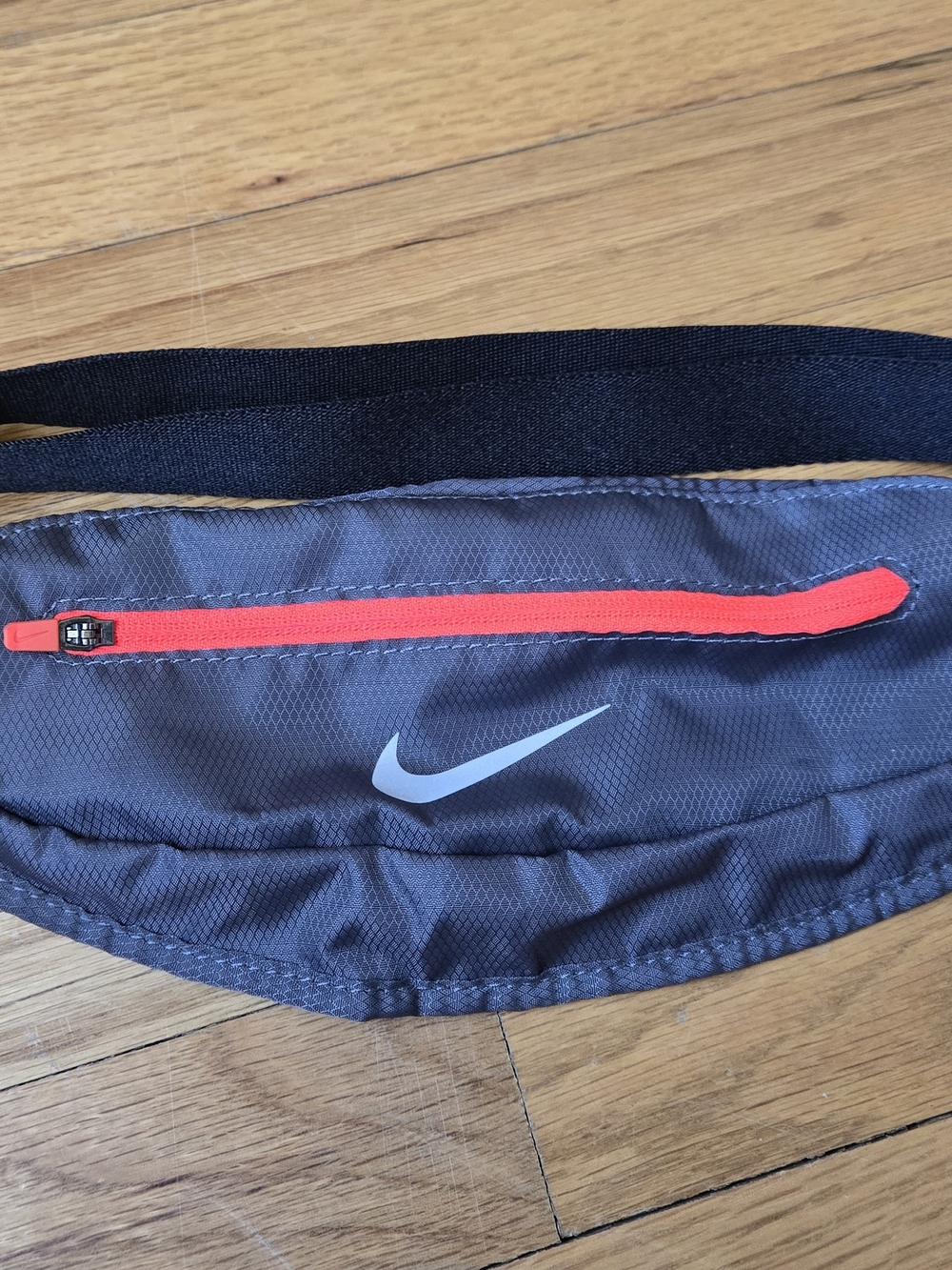 Nike Black Waist Belt Bag with Red Zip and Silver Swoosh